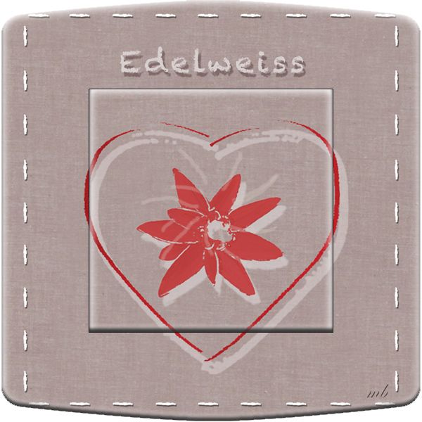 Interrupteur déco Edelweiss & coeur poussoir - DKO Interrupteur