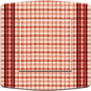 Interrupteur déco Tissu quadrillage rouge poussoir - DKO Interrupteur