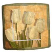 Interrupteur déco Tulipes Blanches double poussoir - DKO Interrupteur
