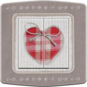 Interrupteur déco accroche coeur tissu double poussoir - DKO Interrupteur