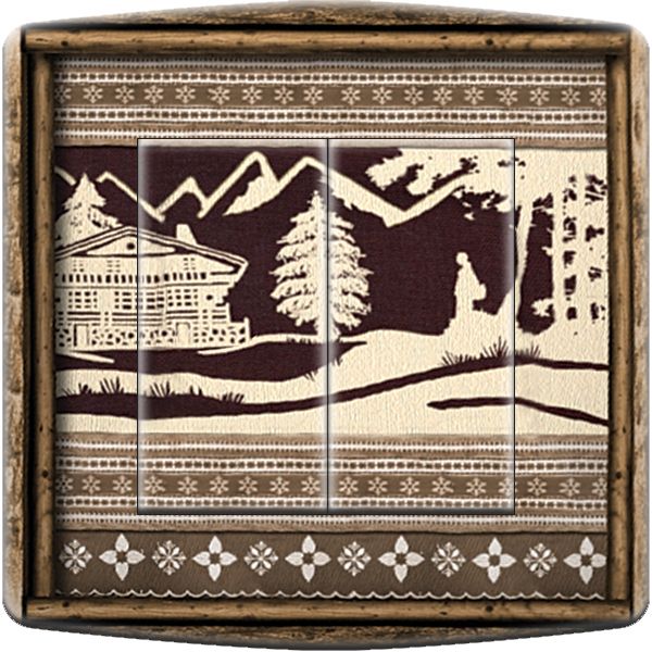 Interrupteur déco chalet montagne neige double poussoir - DKO Interrupteur