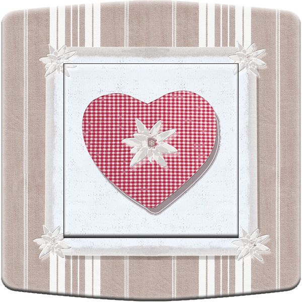 Interrupteur déco coeur & edelweiss blanc poussoir - DKO Interrupteur