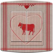 Interrupteur déco coeur vache double poussoir - DKO Interrupteur