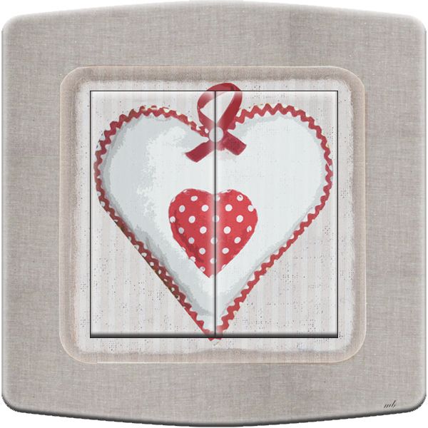 Interrupteur déco double accroche coeur double poussoir - DKO Interrupteur