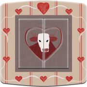 Interrupteur déco vache et coeur double poussoir - DKO Interrupteur