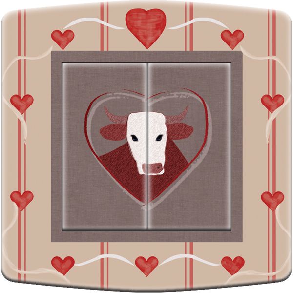 Interrupteur déco vache et coeur double - DKO Interrupteur