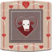 Interrupteur déco vache et coeur poussoir - DKO Interrupteur