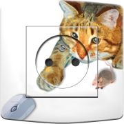 Prise déco Chat & souris 2 pôles + terre - DKO Interrupteur