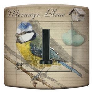 Prise déco Oiseaux / Mésange bleue téléphone - DKO Interrupteur