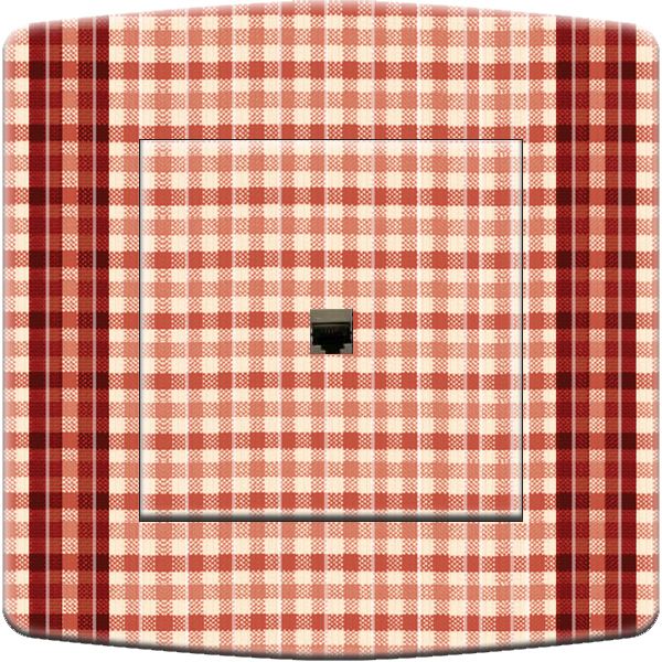 Prise déco Tissu quadrillage rouge RJ45 - DKO Interrupteur