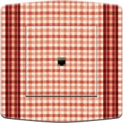 Prise déco Tissu quadrillage rouge RJ45 - DKO Interrupteur