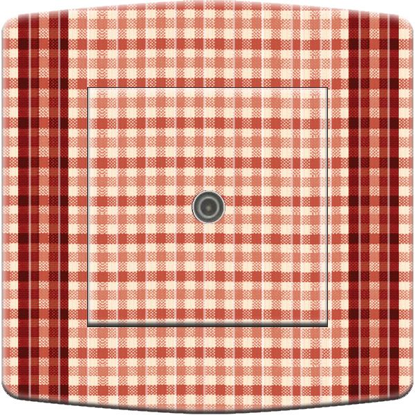 Prise déco Tissu quadrillage rouge TV - DKO Interrupteur
