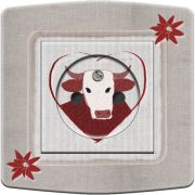 Prise déco coeur vache & edelweiss 2 pôles + terre - DKO Interrupteur