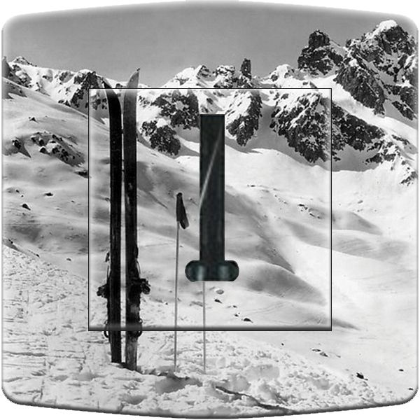 Prise déco ski noir et blanc Téléphone - DKO Interrupteur