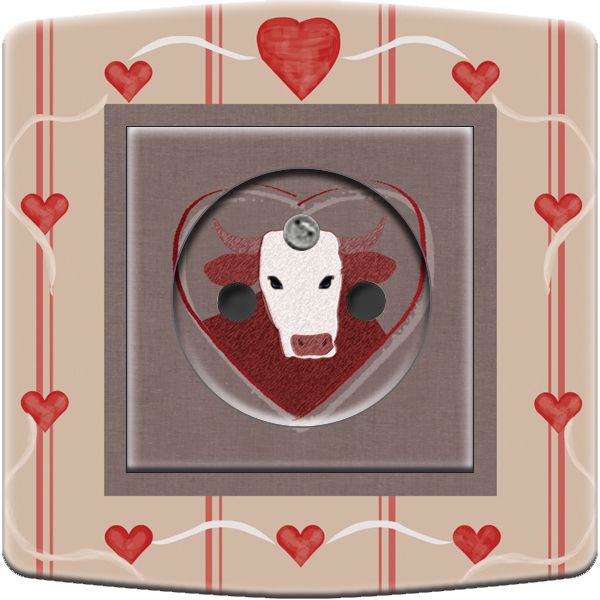 Prise déco vache et coeur 2 pôles + terre - DKO Interrupteur