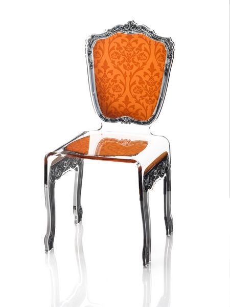 Chaise Baroque en acrylique orange - Acrila Concept