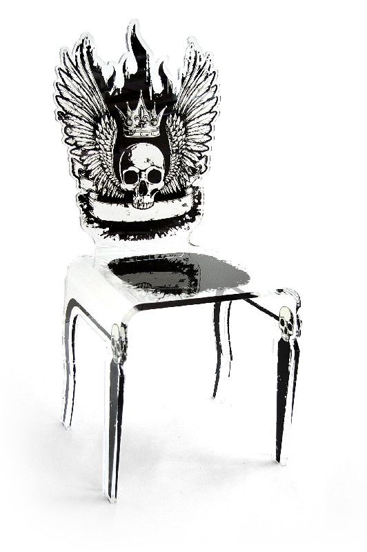 Chaise Let's Rock en acrylique tête de mort - Acrila Concept