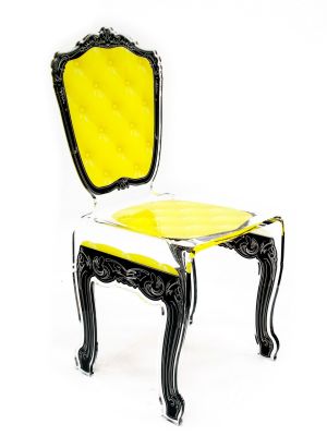 Chaise acrylique Capiton jaune - Acrila