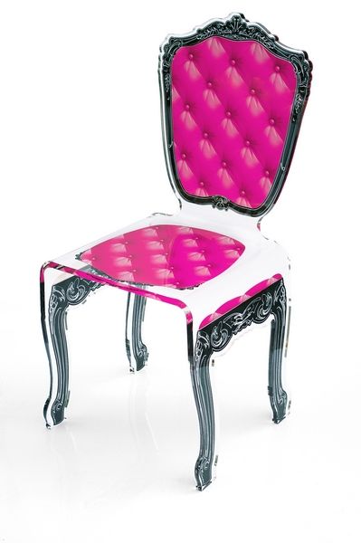 Chaise acrylique Capiton rose