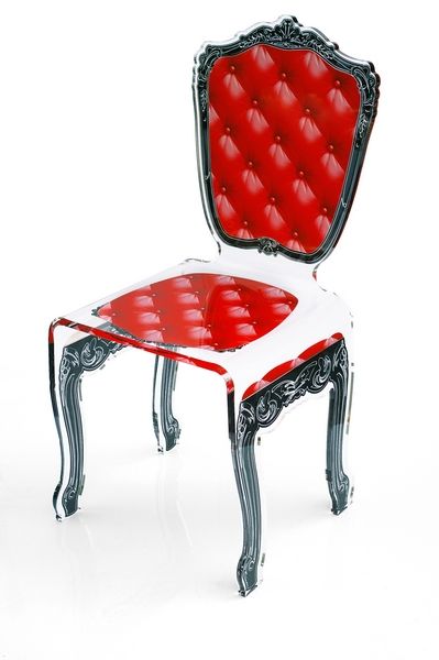 Chaise acrylique Capiton rouge - Acrila