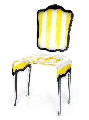 Chaise acrylique Charleston rayé jaune - Acrila