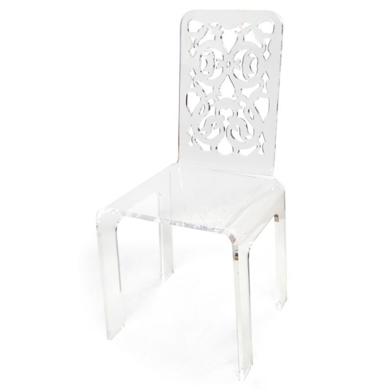 Chaise acrylique Grand soir dentelle blanche