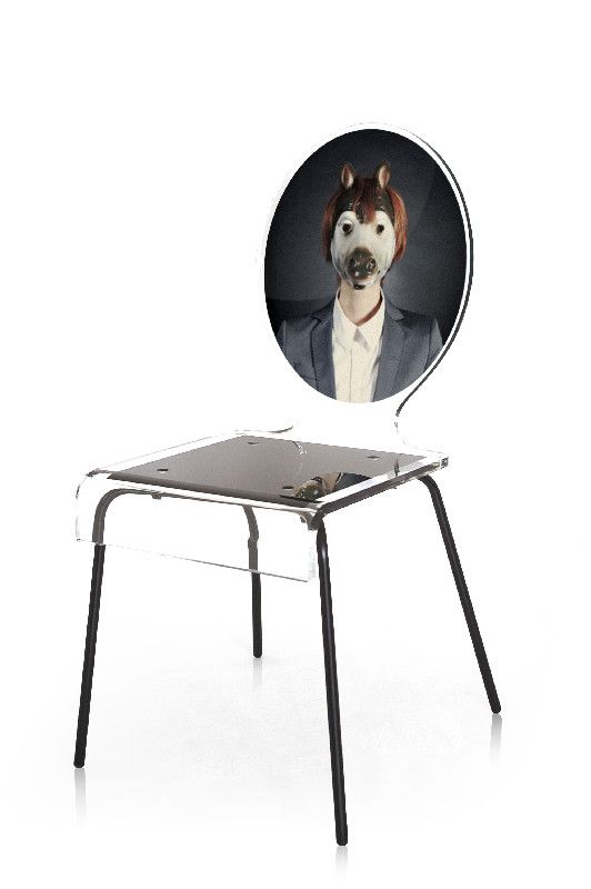 Chaise acrylique Graph pieds métal cheval