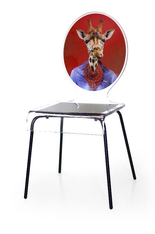 Chaise acrylique Graph pieds métal girafe