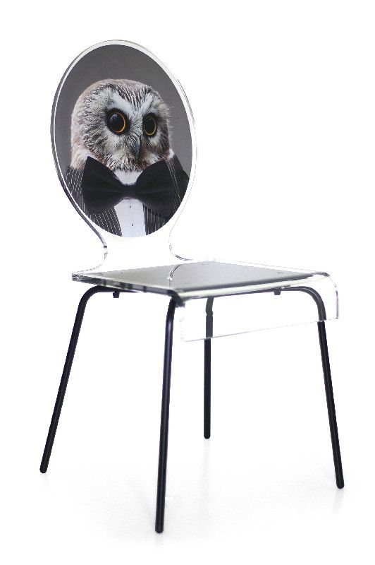 Chaise acrylique Graph pieds métal hibou