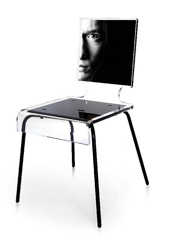 Chaise acrylique Graph pieds métal homme