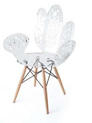Chaise acrylique Love blanc dentelle