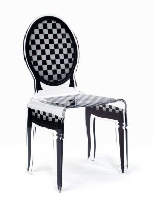 Chaise acrylique Sixteen damier contour noir