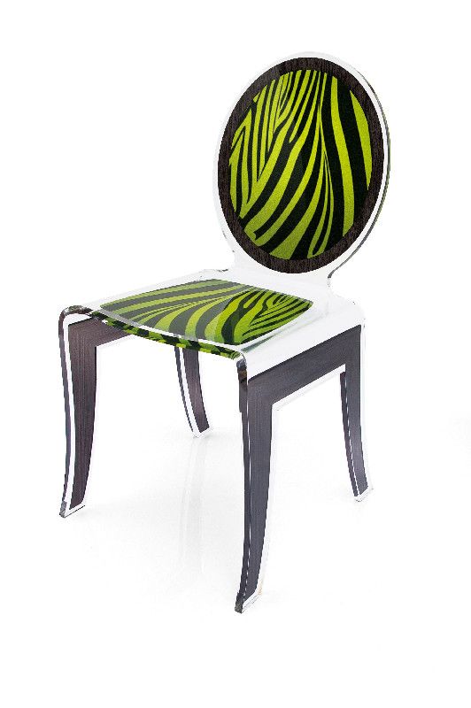 Chaise acrylique Wild zèbre verte
