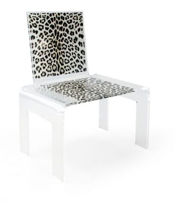 Chaise basse acrylique Wild léopard clair