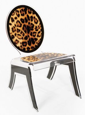 Chaise basse acrylique Wild léopard foncé - Acrila Concept