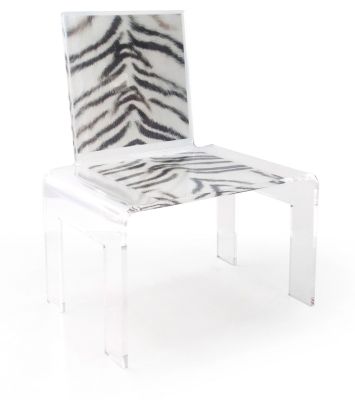 Chaise basse acrylique Wild tigre blanc