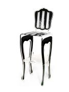 Tabouret acrylique Charleston rayé noir plexi - Acrila