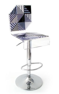 Tabouret acrylique Polygone noir/violet - Acrila