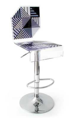 Tabouret acrylique Polygone noir/violet