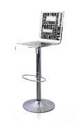 Tabouret de bar réglable acrylique City noir dossier - Acrila