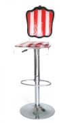 Tabouret réglable acrylique Charleston rayé rouge pied métal - Acrila