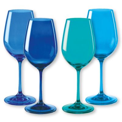 Boîte de 4 verres à vin cristallin Kador bleu ht.22,4 cm