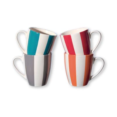 Coffret de 4 mugs Diabolo Stripes ht.8,3 cm faïence