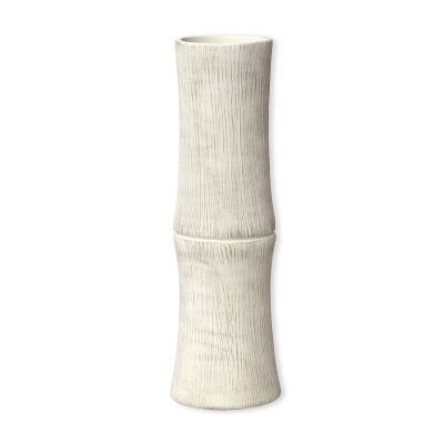 Vase céramique forme bambou blanc usé Bambou Ht.30 cm