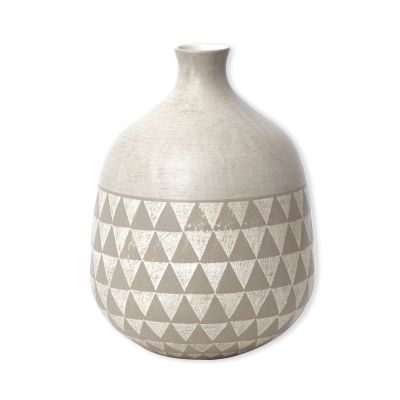 Vase céramique scandinave motifs géométriques gris Dune Ht.26 cm