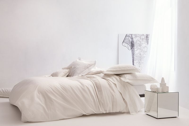 Taie d'oreiller Interlude Ivoire percale et dentelle 65x65 - Nina Ricci Maison