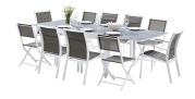 Salon de jardin Modulo blanc/gris Table 6/10 places 6 fauteuils 4 chaises - Wilsa Garden