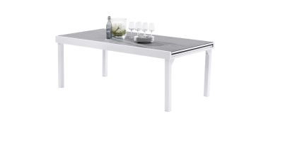 Table de jardin Modulo Stone Blanc 8/12 places 76x105x200/320 cm