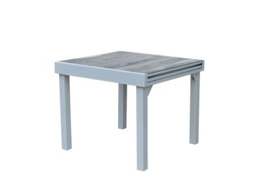 Table de jardin ModuloWood en verre coloris blanc 4/8 places