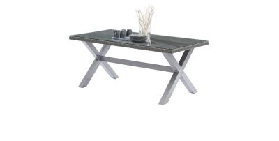 Table de jardin Wicker tressé gris Table 6/8 places
